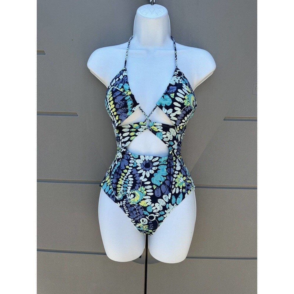 Aerie Womens Multicolor Floral One Piece Cut Out Swimsuit Monokini Sz Small NWOT